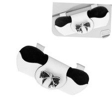 Car Sunglass Holder, Bow Sparkling Rhinestone Holder Clip for 1 PC White