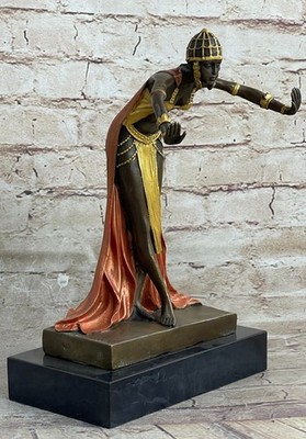 SIGNED CL.JR. COLINE, bronze art deco dancer sculpture Home Office Deco Figurine
