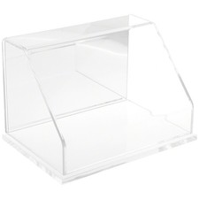 Plymor Clear Acrylic Slant Front Case w/ Base Mirror Back , 9" W x 6" D x 6" H