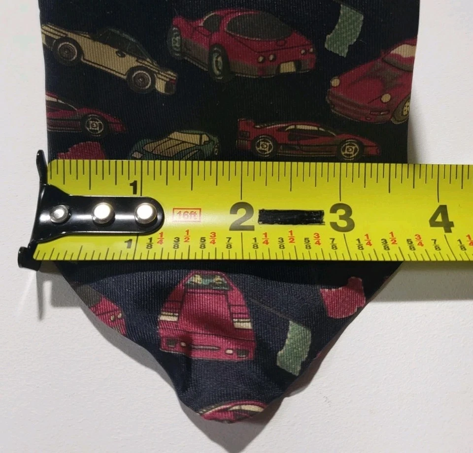 Corbata Coche Retro Años 80 90 60" Vehículos Negro Rojo Geométrica Seda EE. UU. De Colección Foto 2 de 4