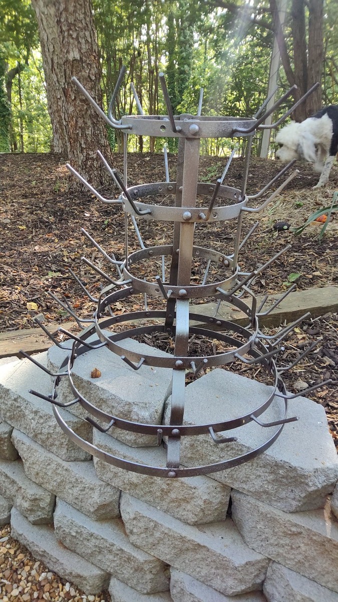 Vintage Antique Metal French Bottle Drying Rack - Bottle Tree 20