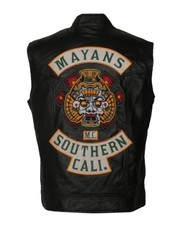 Mayans Mc Vest Biker gilet in pelle giacca in costume nero Michael Irby Rider