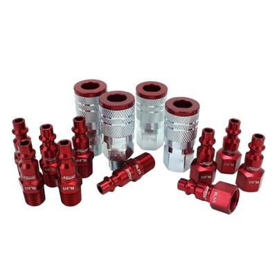 ColorFit by Milton Coupler & Plug Kit - (M-Style, Red) - 1/4'' NPT, (14-Piece)