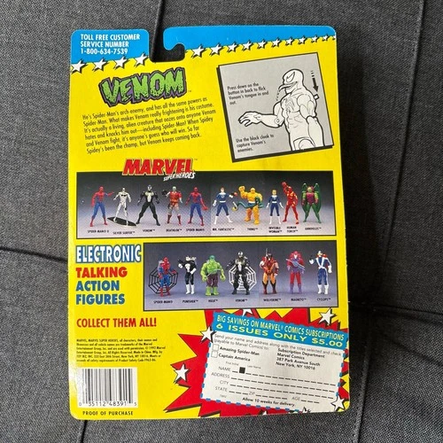 Venom Flicking Tongue Marvel Cosmic Defenders Action Figure - Vintage 92 SEALED image 5