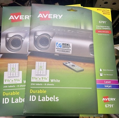 Avery 6791 Durable ID Labels White 1-1/4 x 1-3/4 Lot of 2 Packs 512 Total Labels