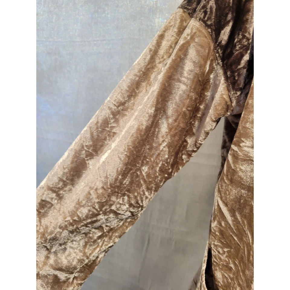 Mystree L измельченный бархат стриженный мех с капюшоном большого размера пэчворк куртка богемное роскошь - Изображение 3 из 4