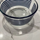 PYREX #7201 1QT 6” GLASS BOWL - BLUE STRIPED U.S.A.