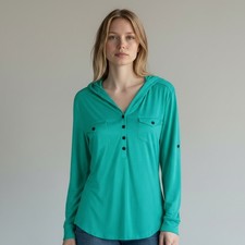 Marmot Laura Long Sleeve Shirt Top with Hoodie Size Medium