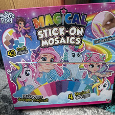 Creative Play Stick-On Mosaics Craft Set 43 Sheets 4 Designs Unicorn Age 4-7