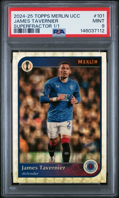 7112 James Tavernier 2024 Topps Merlin Chrome UEFA #101 SuperFractor 1/1 PSA 9