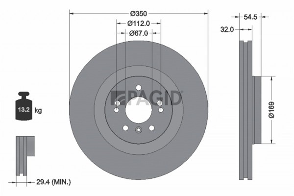 2X Pagid Bremsscheibe 54507NHC FüR Mercedes Klasse W251 V251 W164 GL X164 320-image