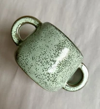 Vintage 12-oz Double Handled Speckled Green Pottery Mug/Small Planter