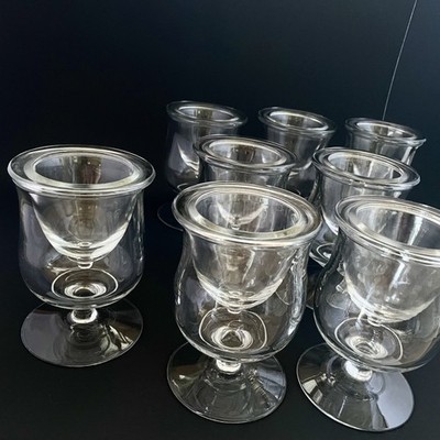 8 Shrimp Cocktail Glasses Set Liner Icer Chiller Double Wall Vintage Seafood