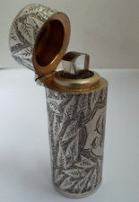LOVELY ENGLISH ANTIQUE VICTORIAN 1898 SOLID STERLING SILVER SCENT PERFUME BOTTLE