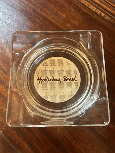 Vintage Holiday Inn Glass Ashtray Square Clear