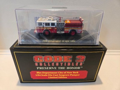 CODE 3 Fire Dept NY 1/64 Die Cast Seagrave Pumper Limited Edition 