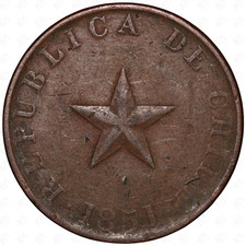 1851 Chile 1 Centavo Coin – Copper