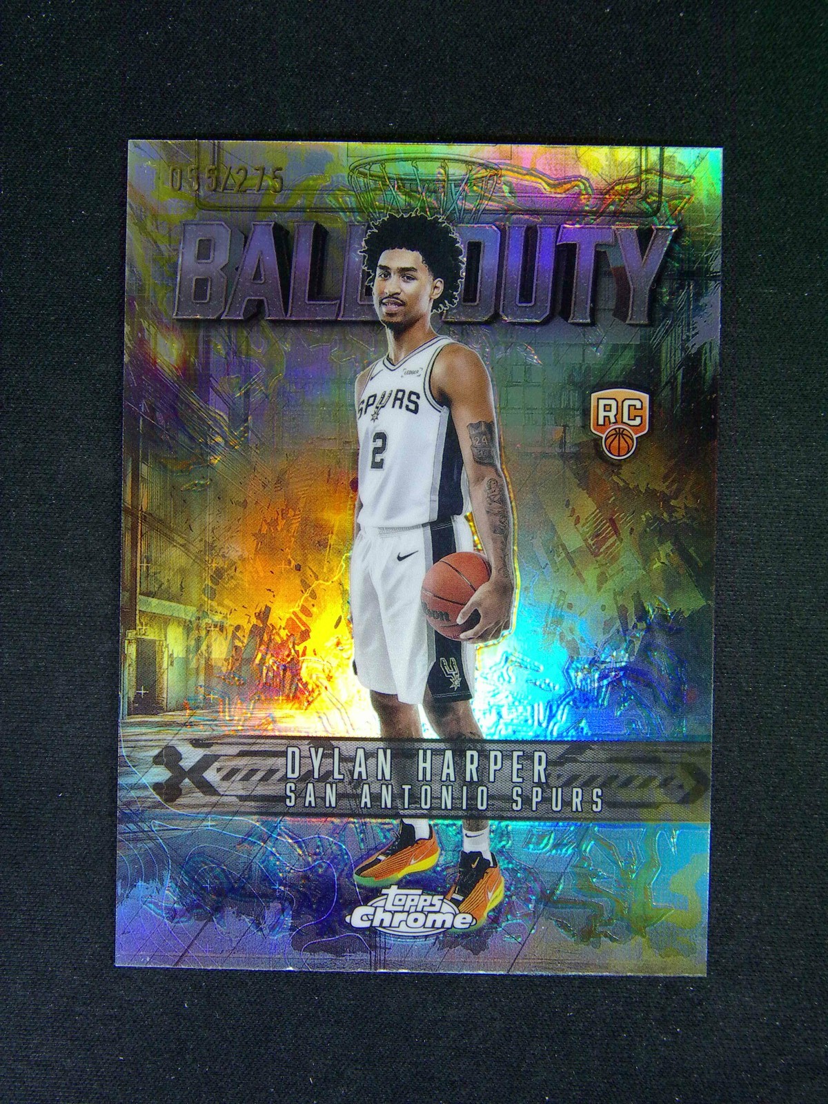 2025-26 Topps Chrome Dylan Harper RC Rookie Ball Of Duty Yellow Refractor /275