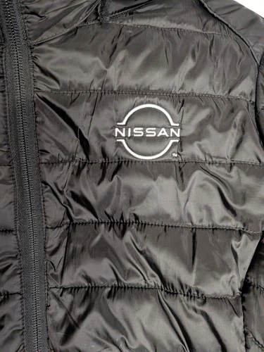 Nissan Men's Black Quilted Hooded Full Zip Puffer Jacket Size M image 2