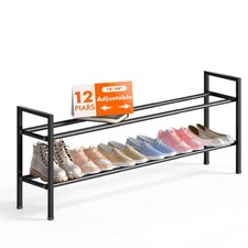 Bumusty Long 2-Tier Shoe Rack, Adjustable Metal Organizer for Entryway/Closet...