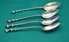 Four Towle 925 Sterling Silver Citrus Spoons with Gold Washed Bowls