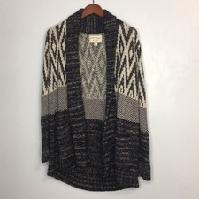 Lucky Brand wool blend long line open front knit cardigan sweater sz M