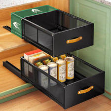 Expandable Pull Out Cabinet Organizer, 2-Pack Heavy Duty Slide Out Drawers