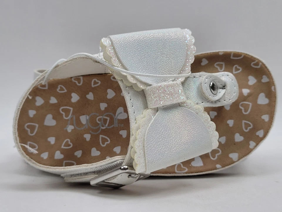 Sandalias Sugar Lil Icy Cake Batter Wedge blancas brillantes niñas pequeñas talla 6M Foto 4 de 4
