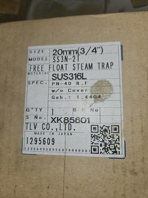 TLV 3/4'' NPT Free Float Steam Trap SS3N-21, SUS316L, PN-40 R.F, New In Box NEU