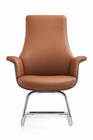 Ergonomischer Chefsessel Mit Lederbezug In Braun Und Chromgestell