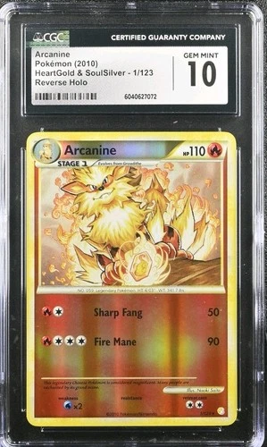 POP 1 Pokemon Arcanine 1/123 HeartGold & Soulsilver Reverse Holo CGC 10 GEM MINT