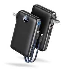 Portable Charger Power Bank Massive Capacity, Built-in Wall Plug 50000mAh Black
