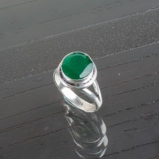 Green Onyx Gemstone 925 Sterling Silver Handcrafted Jewelry Wedding Ring For Her