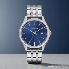 Caravelle by Bulova Men's  Silver Stainless Steel Case with Blue Face 43B151