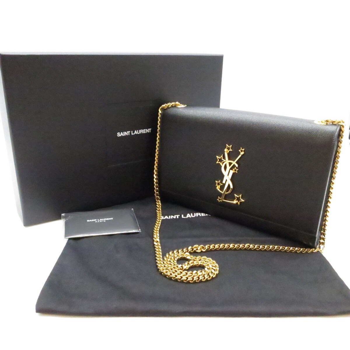 Autentica borsa a tracolla Saint Laurent Kate catena pelle nera #36634085