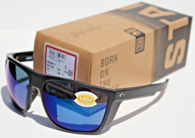 COSTA DEL MAR Ferg XL POLARIZED Sunglasses Matte Black/Blue Mirror 580P NEW