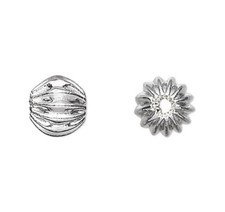 72 Silver Plated Brass 5mm Fluted Round Beads with 1mm Hole