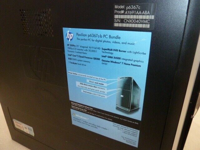 HP Pavilion p6367c-b Intel Core 2 Quad Q8300 2.50GHz 8GB RAM HP Pavilion p6367c-b Intel Core 2 Quad Q8300 2.50GHz 8GB RAM