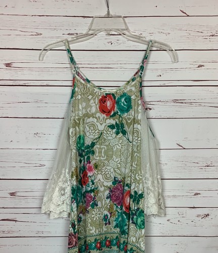 Umgee USA Boutique Women's S Small White & Green Floral Lace Cold Shoulder Dress - Picture 2 of 12