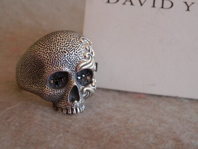 David Yurman Sz11 Men's Ring SSilver Waves Skull with Pave David Yurman Sz11 Men's Ring SSilver Waves Skull with Pave