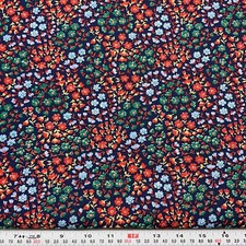 Vintage Wamsutta Florals on Navy Cotton Fabric by the HALF YARD 18" x 43"