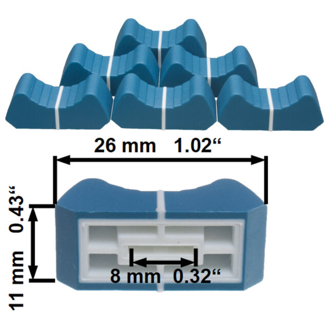 Sifam 6 Faderknopf AZUR-BLAU 8mm Schieberegler knopf Schiebepoti Poti Regler Sifam 6 Faderknopf AZUR-BLAU 8mm Schieberegler knopf Schiebepoti Poti Regler