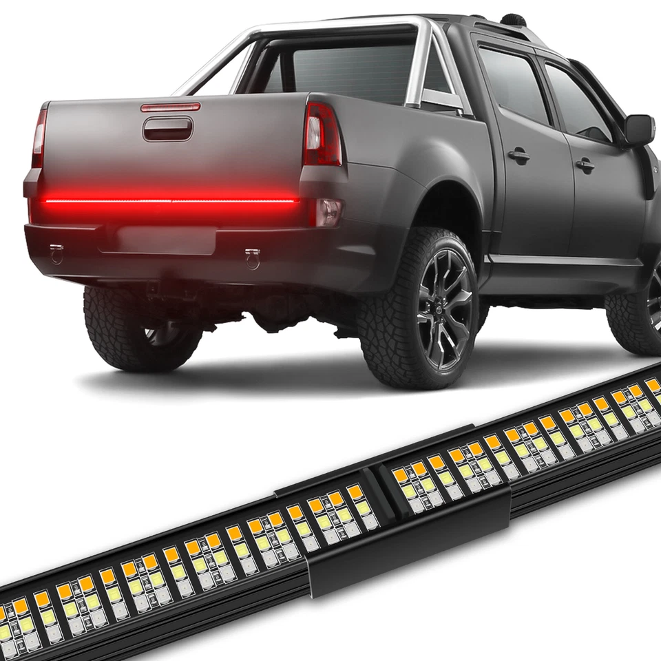 Barra de luz LED triple de 60" flujo ámbar señal de giro freno para Toyota Tacoma Foto 2 de 4