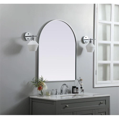 Elegant Decor Ayra 30x36" Arch Modern MDF Wood/Iron Mirror in Silver - Picture 9 of 9