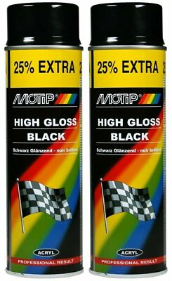 2 DOSEN Hochglanz Schwarz Motip Acryl Autolack Sprühlack Metall 500ml Felgenlack