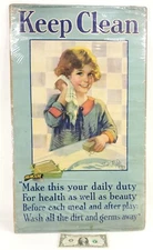 Antique Palmolive Lithograph Display Poster with Cute Girl