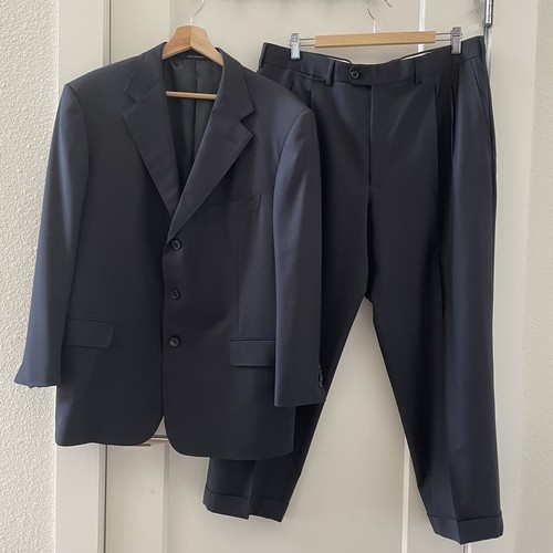 Ermenegildo Zegna Suit Set Men's Black Wool 2 Pc Fir All Seasons Size 54C / 44S - Picture 1 of 12