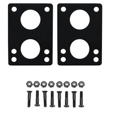 Longboard Riser Pads and Hardware 1/4" 6mm Black Risers and 1 1/2" Bolts
