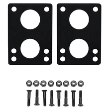 Longboard Riser Pads and Hardware 1/4" (6mm) Black Risers and 1 1/2" Bolts