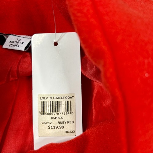 Rockmans Womens Size 12 Red Melt Coat Removeable Feaux Fur Collar New With Tags - Picture 11 of 11